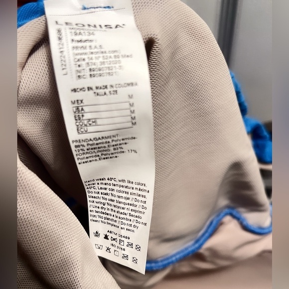 NWT Leonisa Blue One Piece Belted Flirty Slimming Moderate Coverage Swimsuit M - Picture 4 of 4